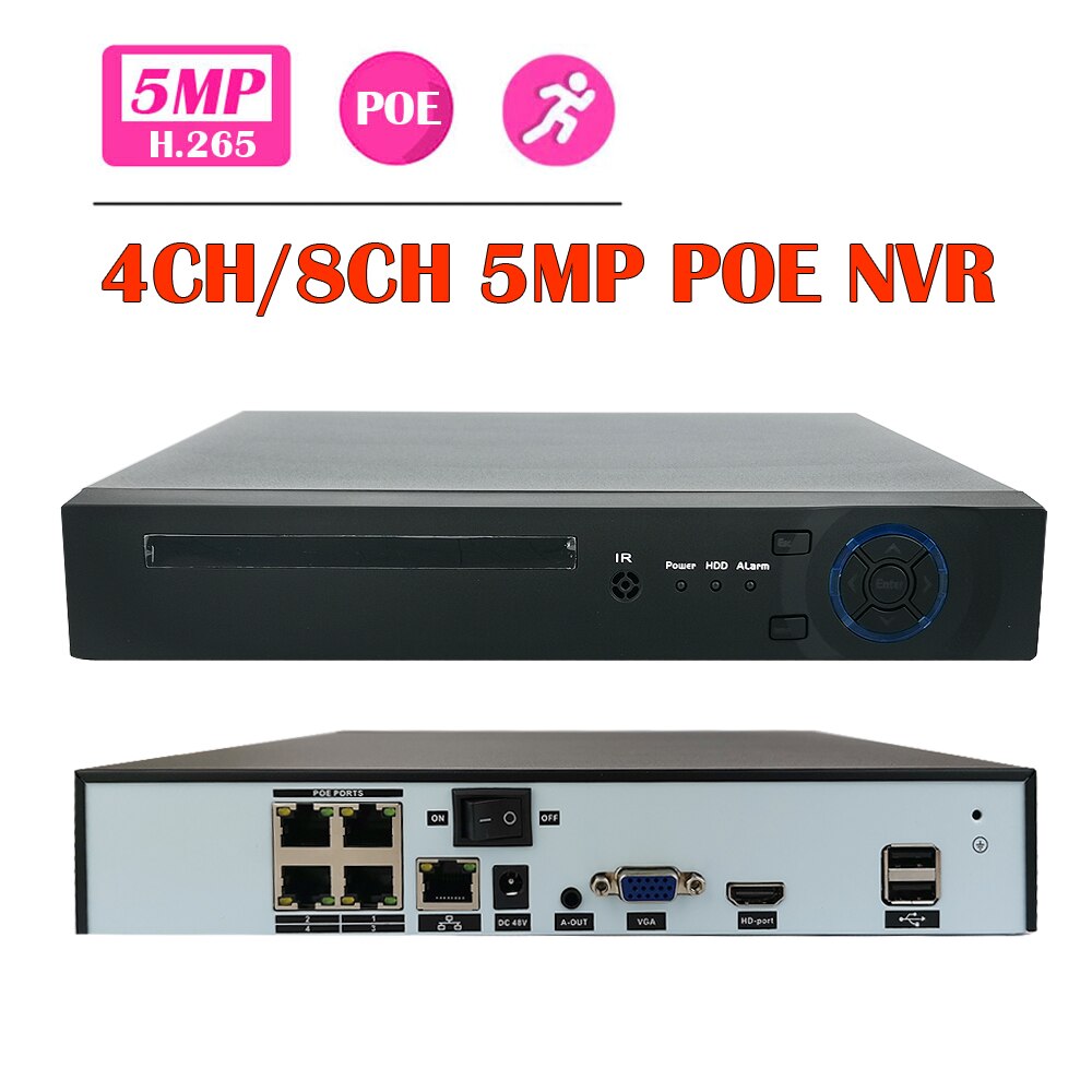 H.265 8CH 4CH POE NVR, HD 5MP 4MP 1080P 2MP POE ..